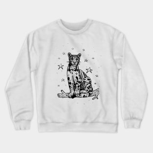 Clouded Leopard blackwork flash design Crewneck Sweatshirt